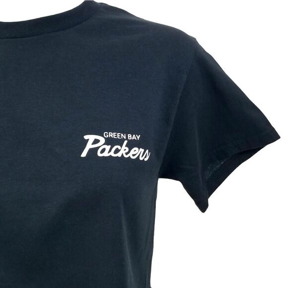 Green Bay Packers Double Script Retro Logo NFL "Cropped" Crop Top Football Tee - Picture 4 of 6
